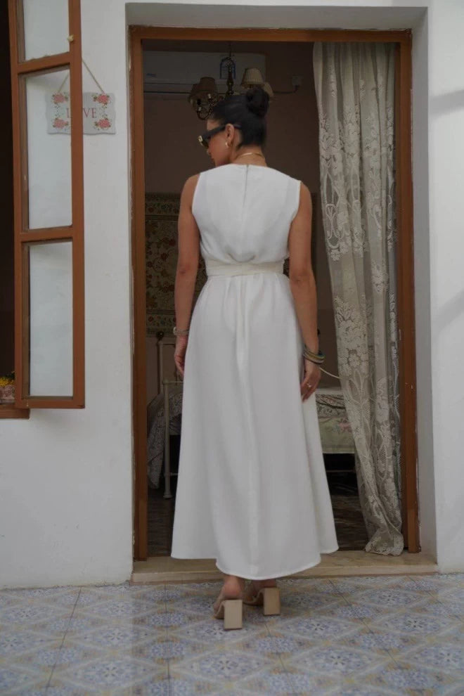 White Crepe Dress IB1035 (SL)