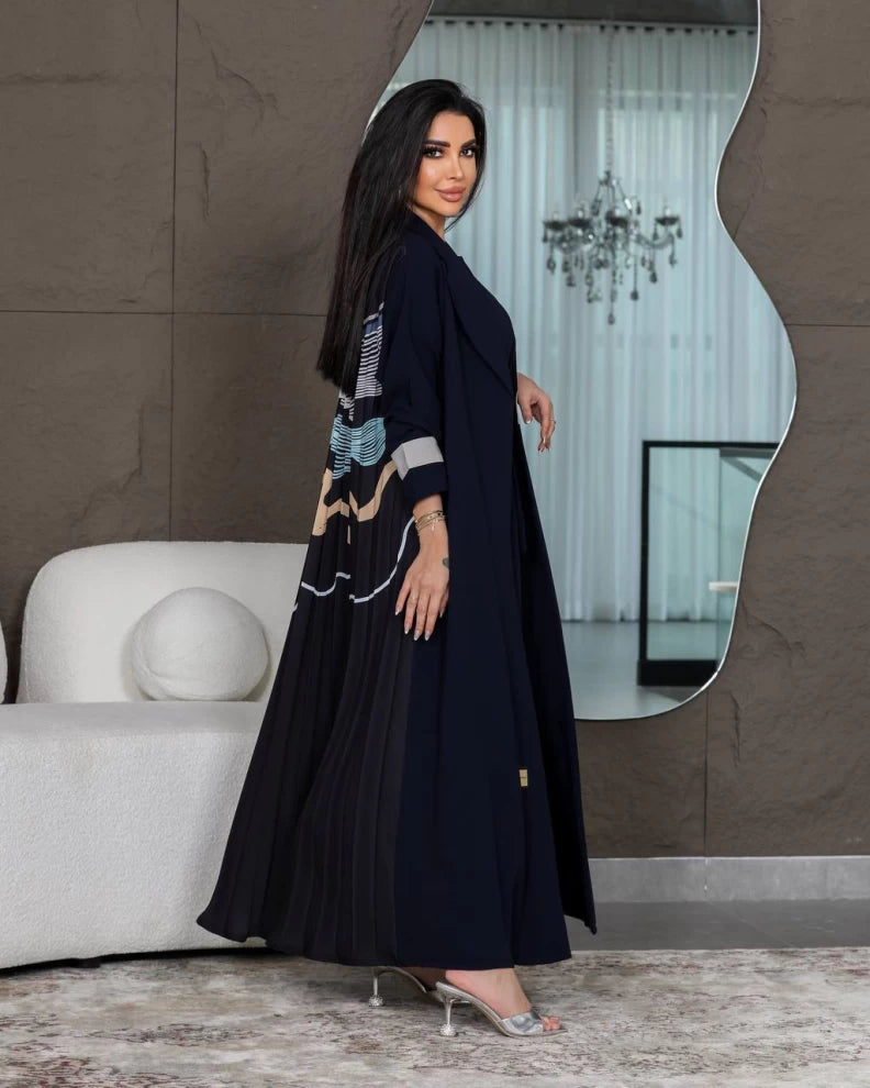 عباية كريب باللون الكحلي IB200 