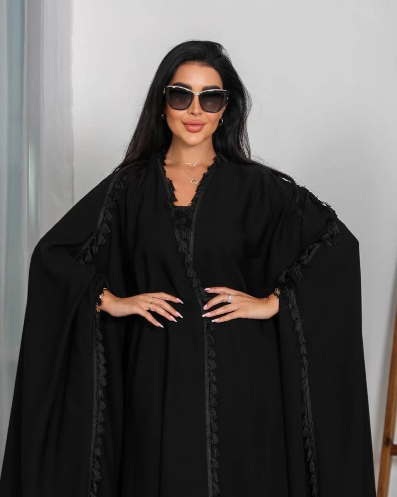 عباية سوداء خام IB146 أسود (مقاس حر) 