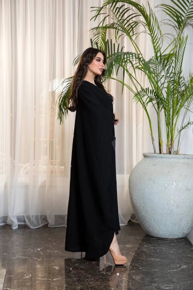 Crepe Abaya in two colors black and gray IB201 (Free size)