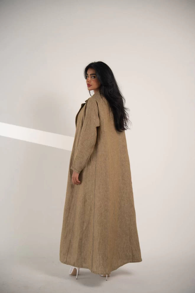 عباية بليزر من الكتان الطبيعي باللون البيج IB135 