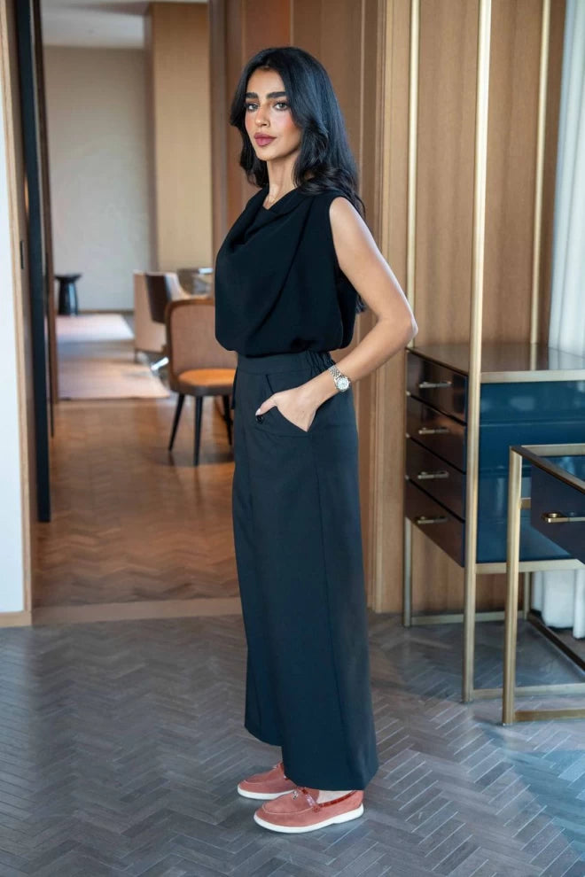Black Trousers & Blouse Set IB1050 Black