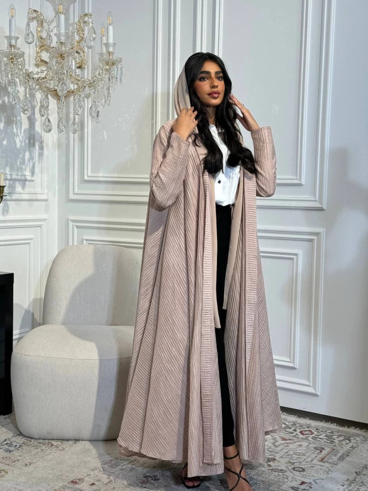 Free Size Abaya With Crepe Raw Material IB174 Pink (Free Size)