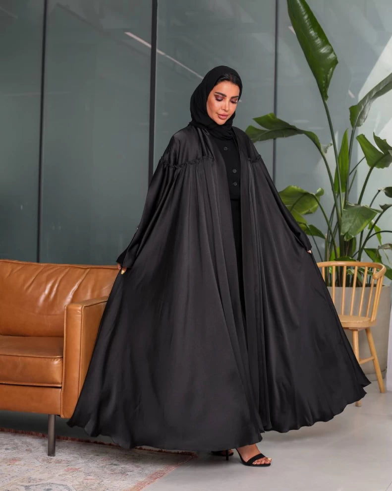 Black Silk Crepe Abaya C:175 (Free size)