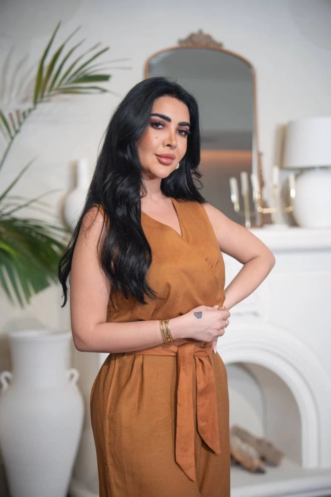 جمبسوت من الكتان بلون الجمل C:IB1088 