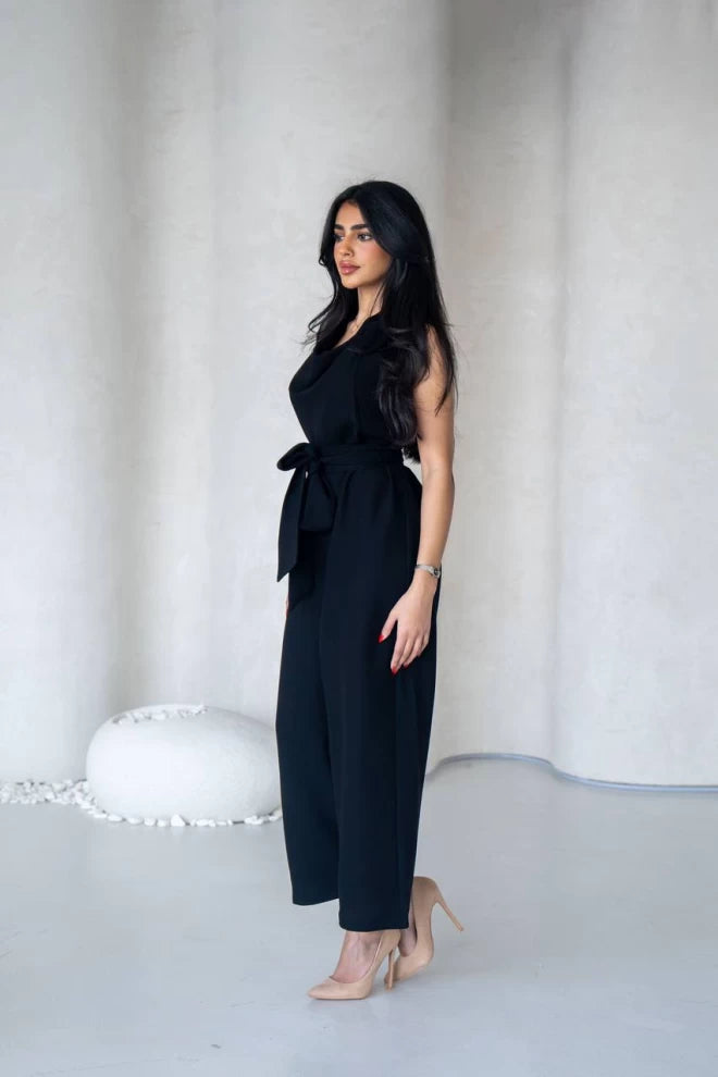 Linen jumpsuit, black, IB1070