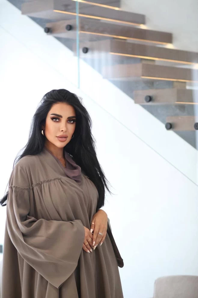 Cobra Crepe Abaya Free Size IB175 Beige (Free size)