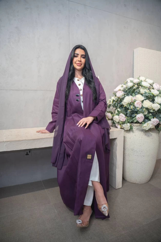 Purple Linen Abaya C:IB320