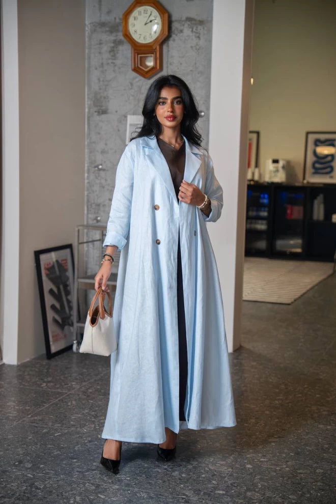 عباية بليزر كتان أزرق سماوي C:IB334 