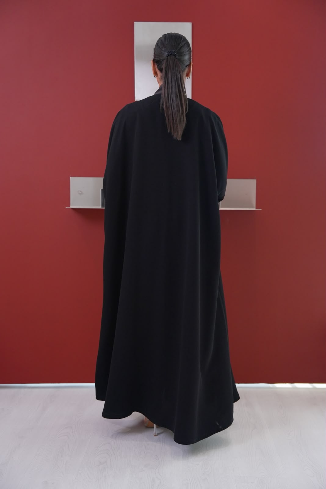Black crepe abaya, free size.C:432