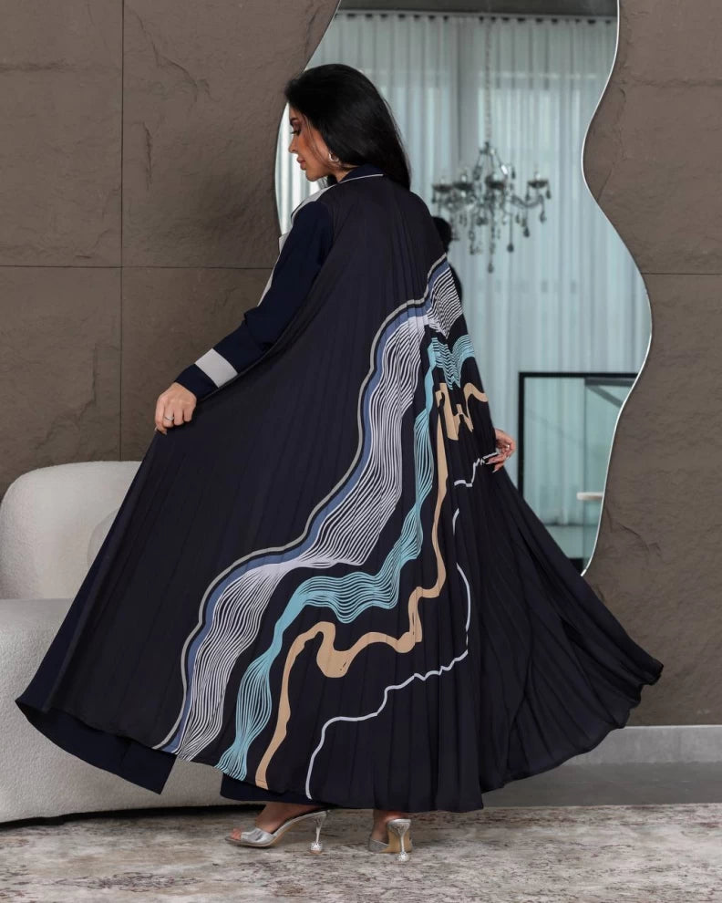 عباية كريب باللون الكحلي IB200 