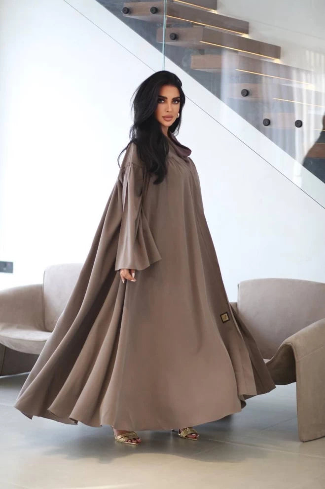 Cobra Crepe Abaya Free Size IB175 Beige (Free size)