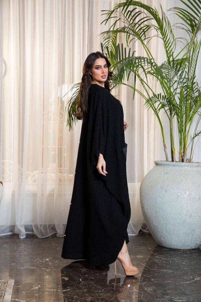 Crepe Abaya in two colors black and gray IB201 (Free size)