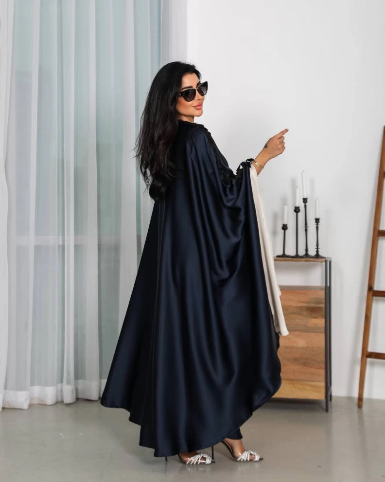 عبايه كريب حرير كحلي IB147 Blue