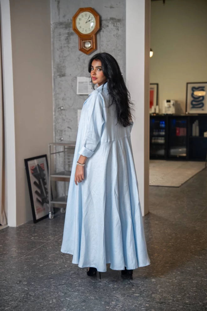 عباية بليزر كتان أزرق سماوي C:IB334 