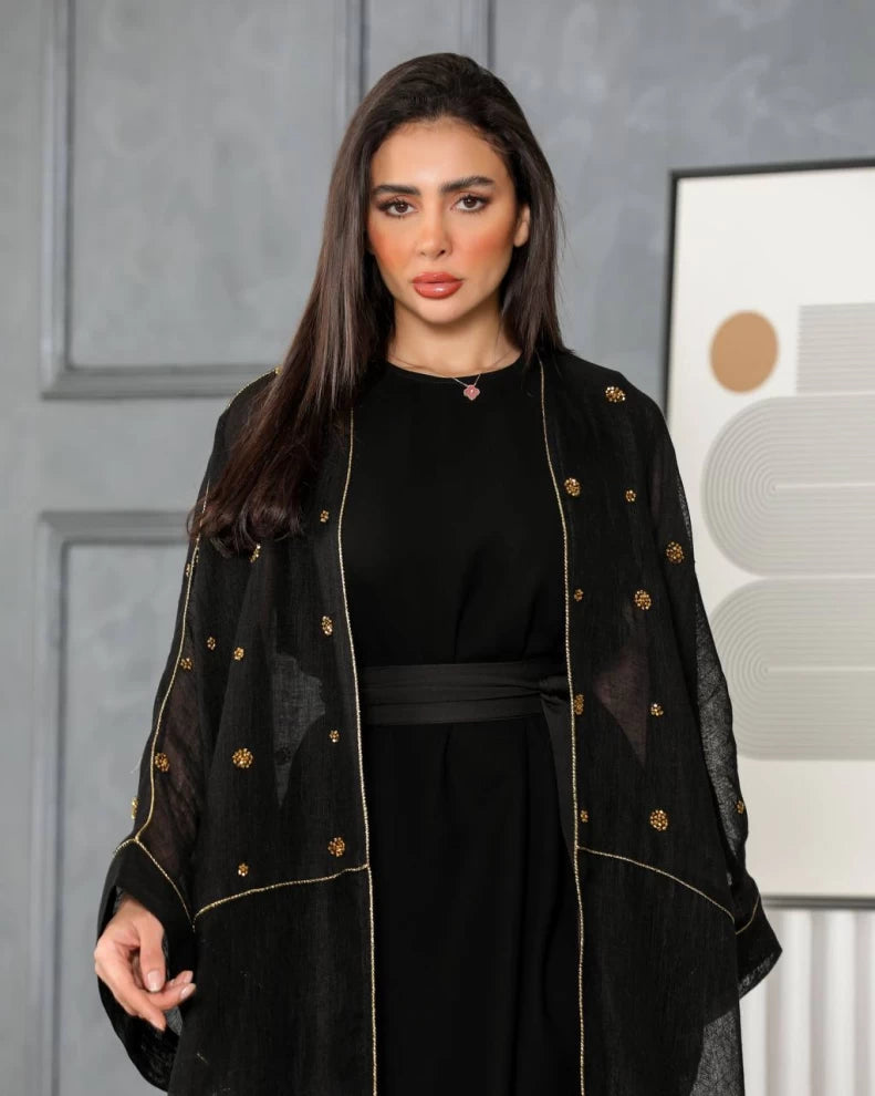 Black Bisht Abaya IB250 (Free size)