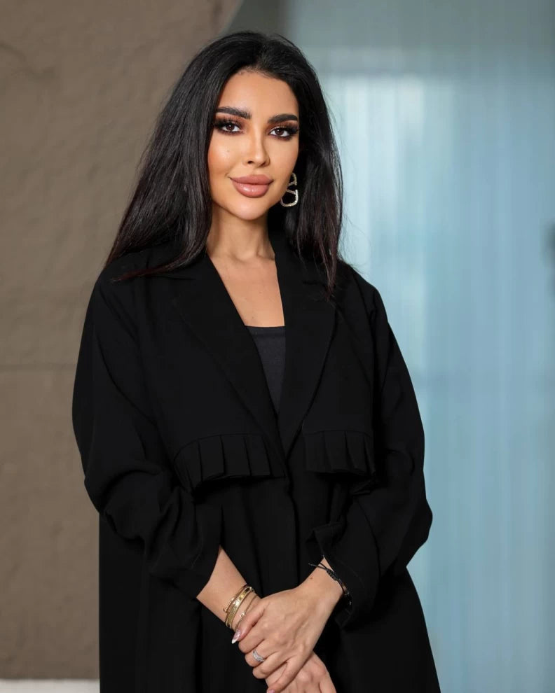 عباية كريب سوداء IB198 