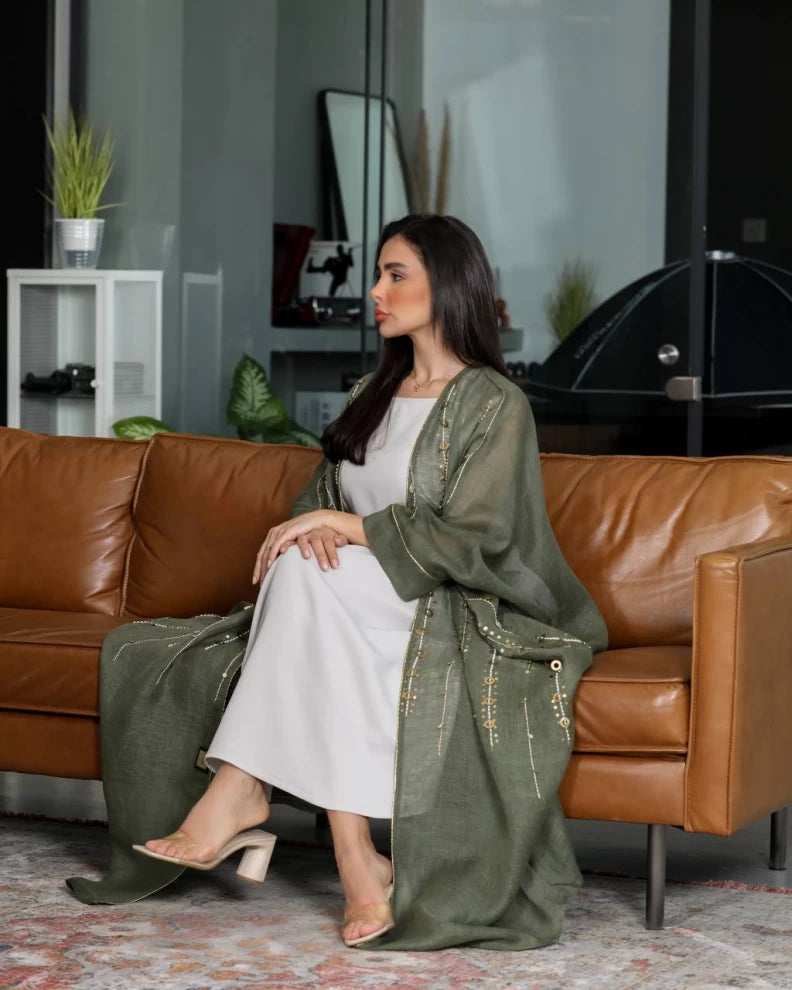 عبايه بشت بشك يدوي IB136 Green