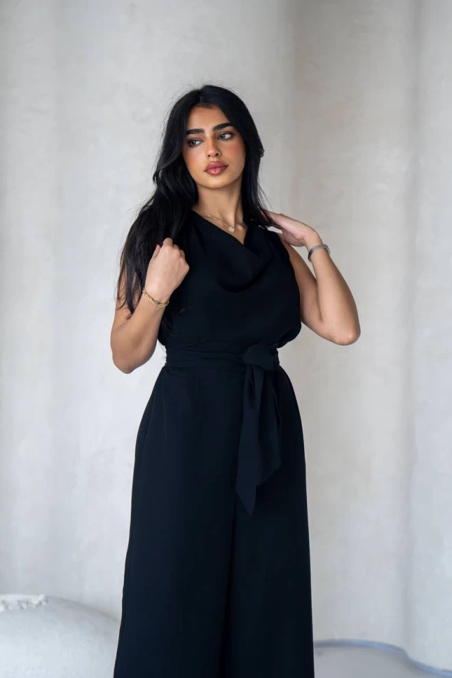 Linen jumpsuit, black, IB1070