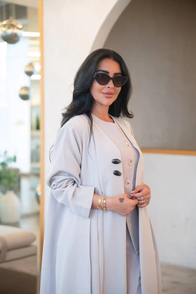 عباية كريب بيج مع طيات C:IB324 بيج 