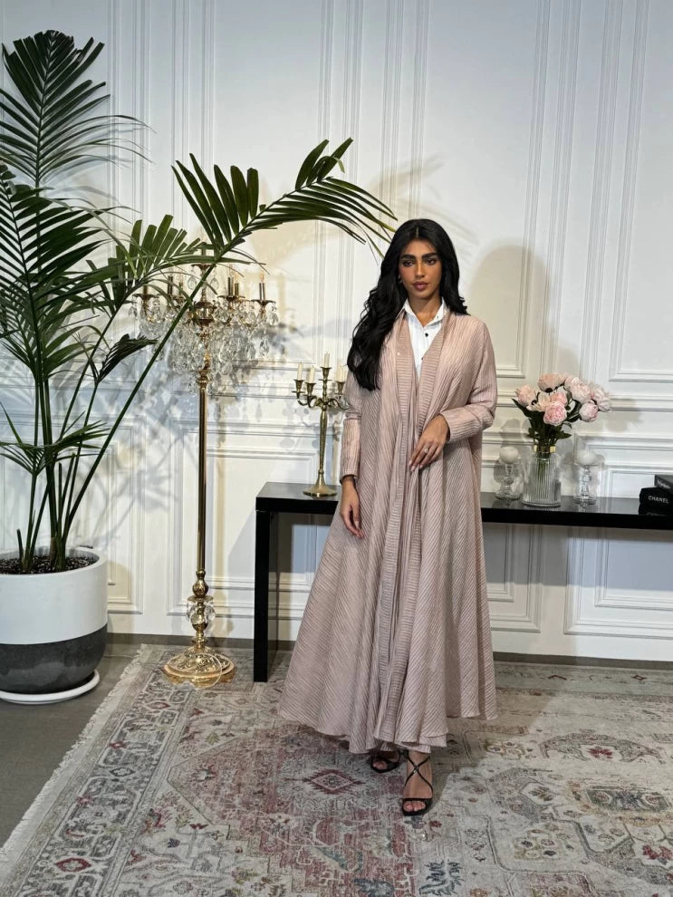 Free Size Abaya With Crepe Raw Material IB174 Pink (Free Size)