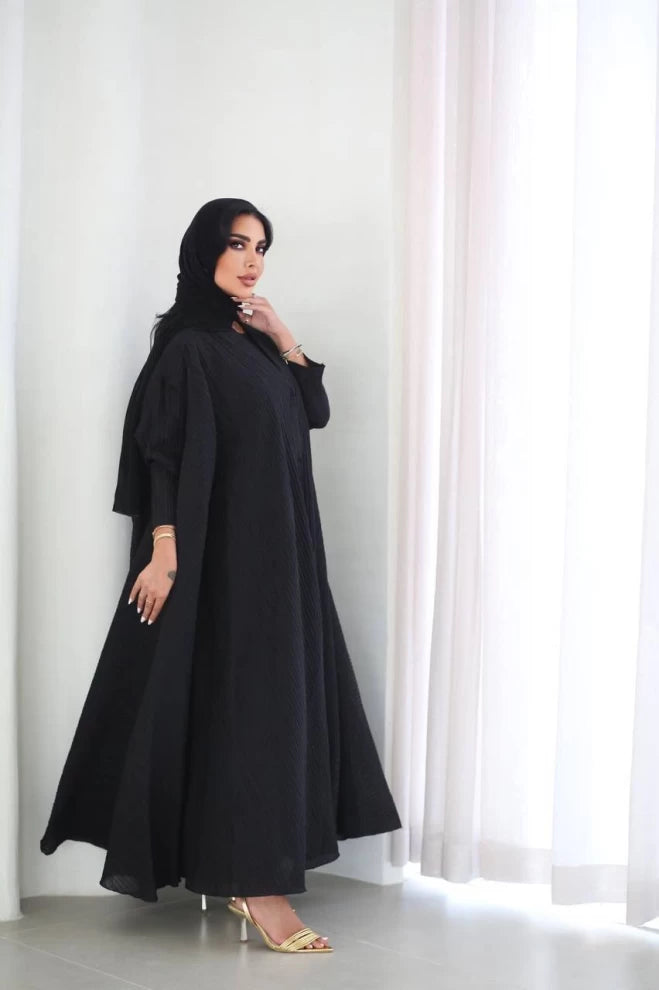 Free Size Abaya With Crepe Raw Material IB174 Black (Free size)
