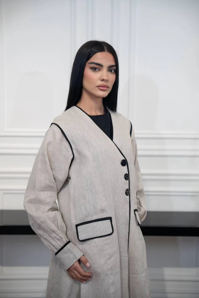 عباية كتان بيج C:IB328 بيج 