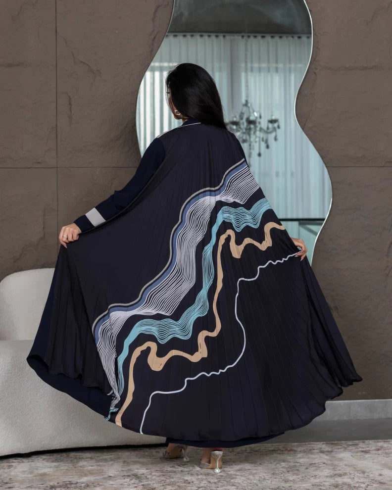 عباية كريب باللون الكحلي IB200 