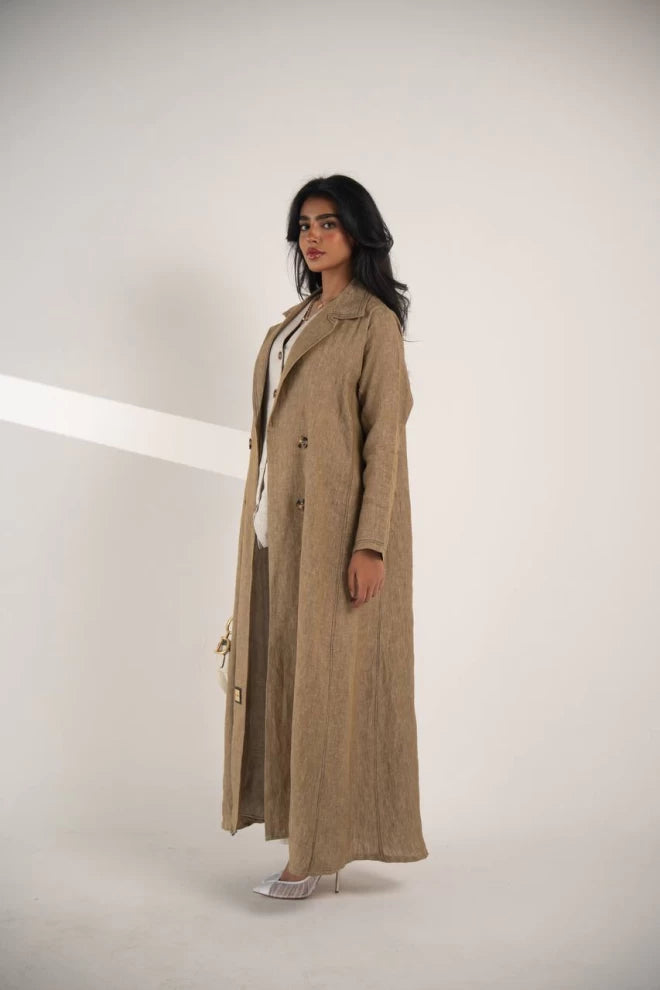 عباية بليزر من الكتان الطبيعي باللون البيج IB135 