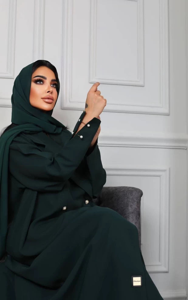 عباية من الكريب الخام IB179 أخضر 