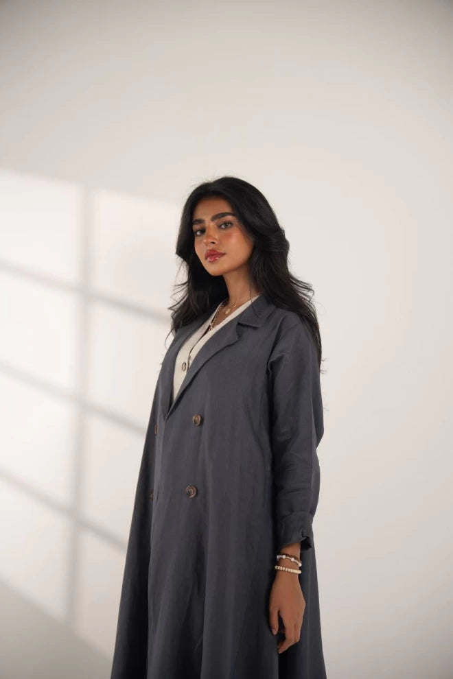 عباية بليزر من الكتان الرمادي C:IB336 