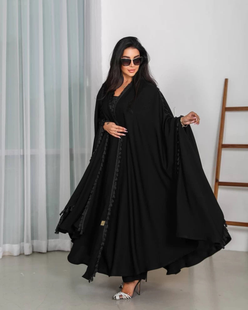 عباية سوداء خام IB146 أسود (مقاس حر) 