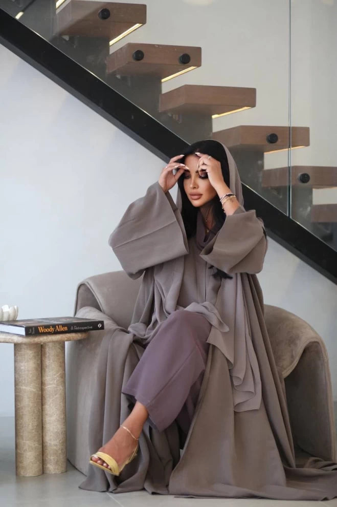 Cobra Crepe Abaya Free Size IB175 Beige (Free size)