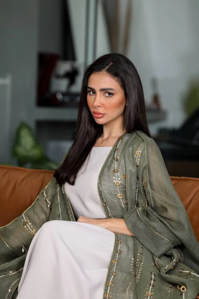 عبايه بشت بشك يدوي IB136 Green