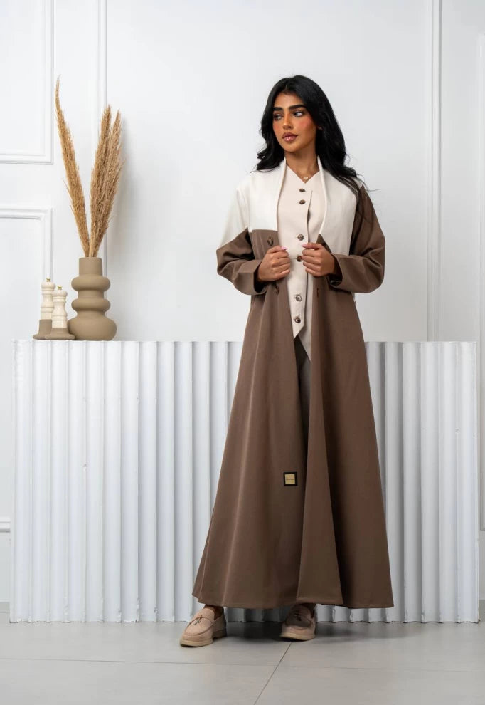 Abaya Blazer Brown With Beige IB235
