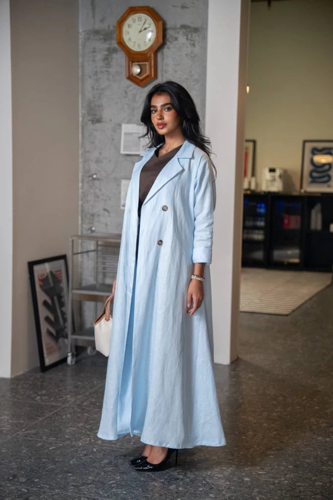 عباية بليزر كتان أزرق سماوي C:IB334 