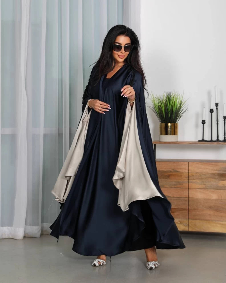 عبايه كريب حرير كحلي IB147 Blue