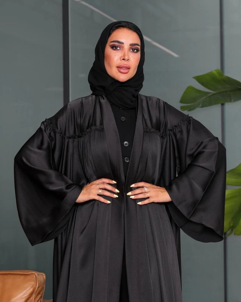 Black Silk Crepe Abaya C:175 (Free size)