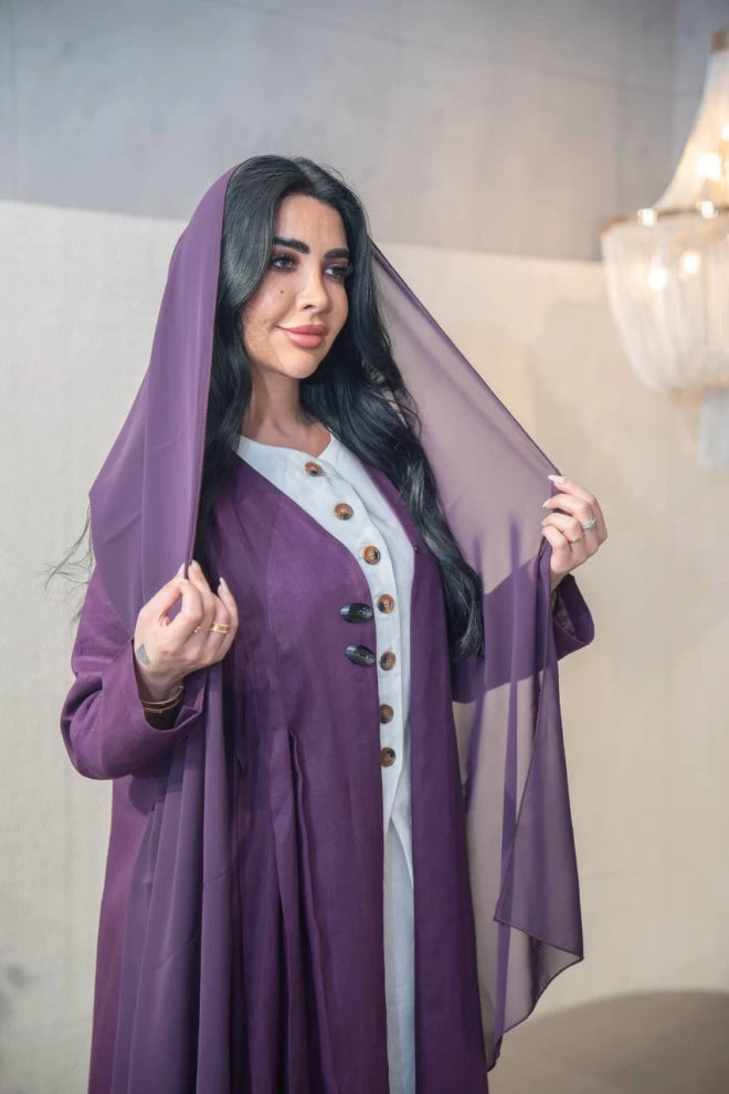 Purple Linen Abaya C:IB320