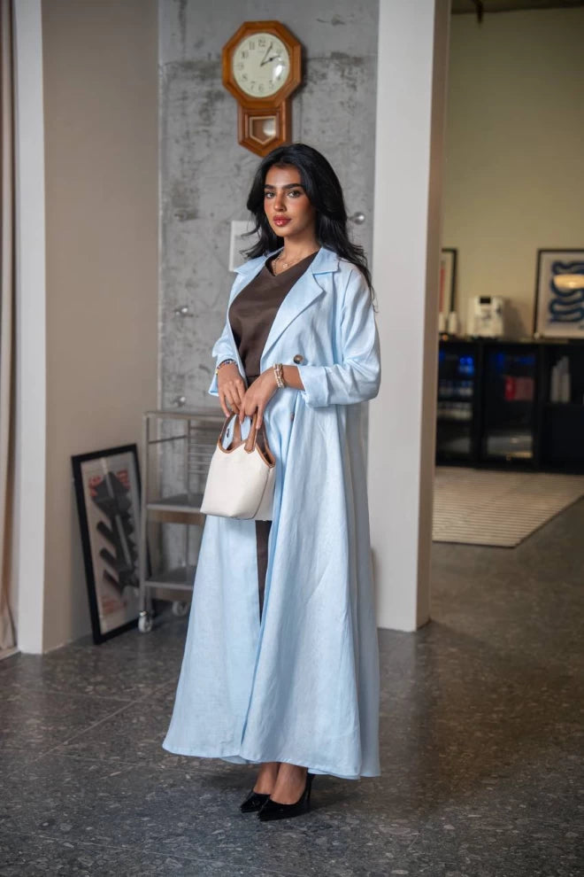 عباية بليزر كتان أزرق سماوي C:IB334 