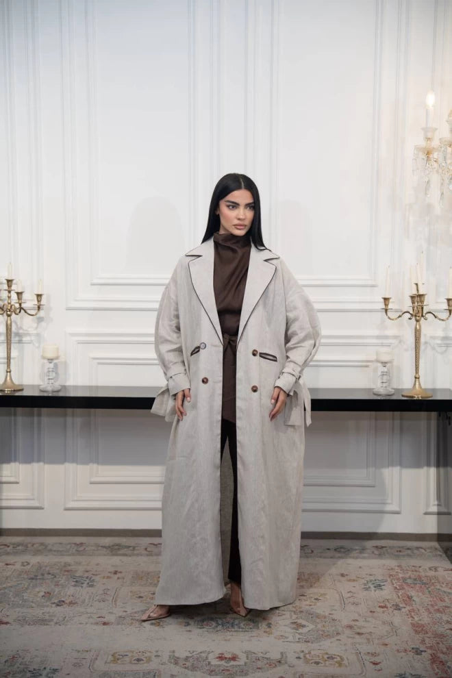 عباية بليزر كتان بيج C:IB327 بيج (مقاس واحد)