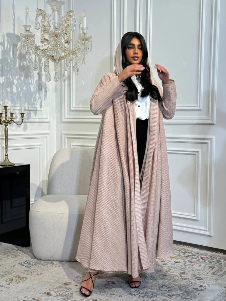 Free Size Abaya With Crepe Raw Material IB174 Pink (Free Size)