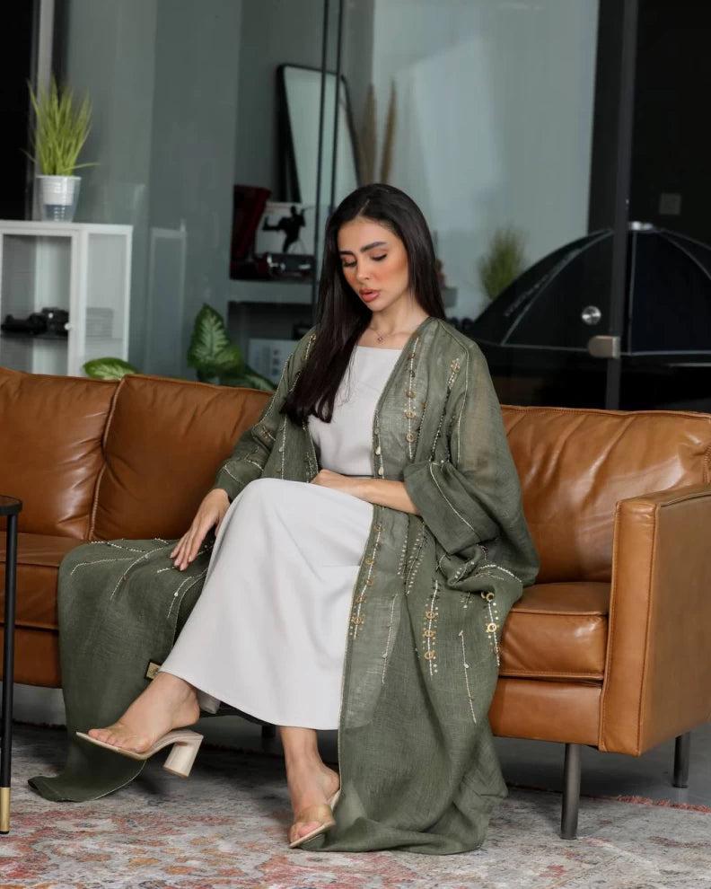 عبايه بشت بشك يدوي IB136 Green