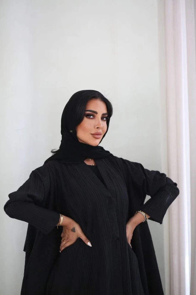 Free Size Abaya With Crepe Raw Material IB174 Black (Free size)