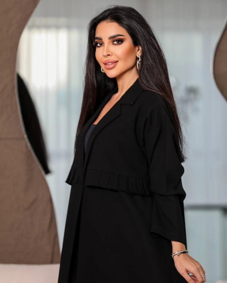 عباية كريب سوداء IB198 