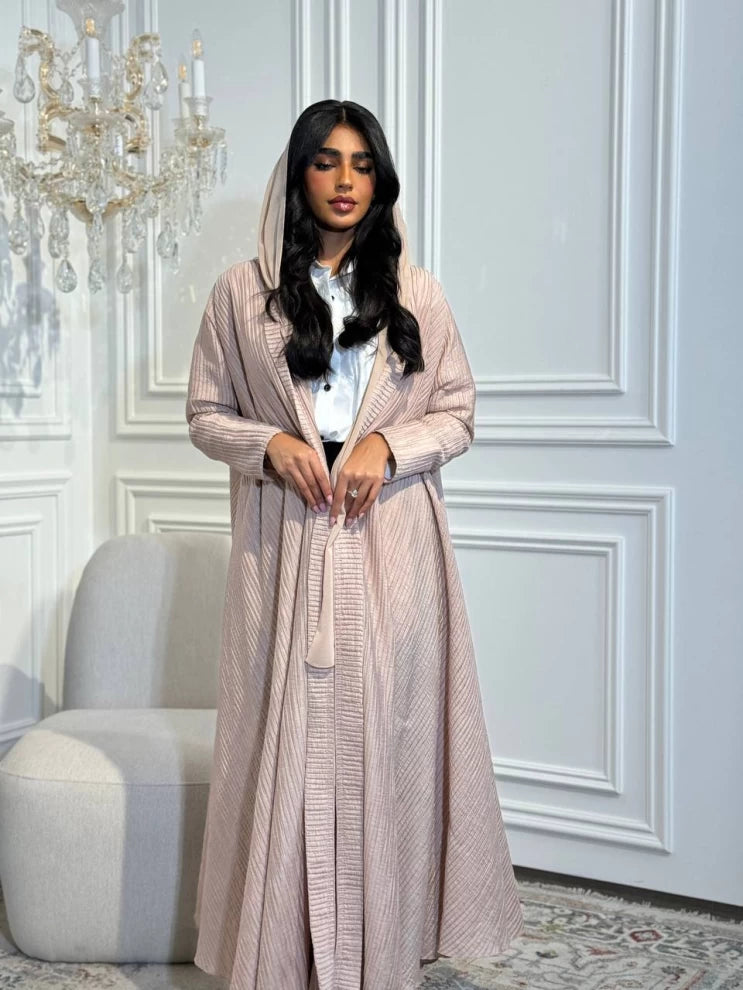 Free Size Abaya With Crepe Raw Material IB174 Pink (Free Size)