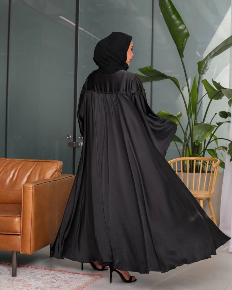 Black Silk Crepe Abaya C:175 (Free size)