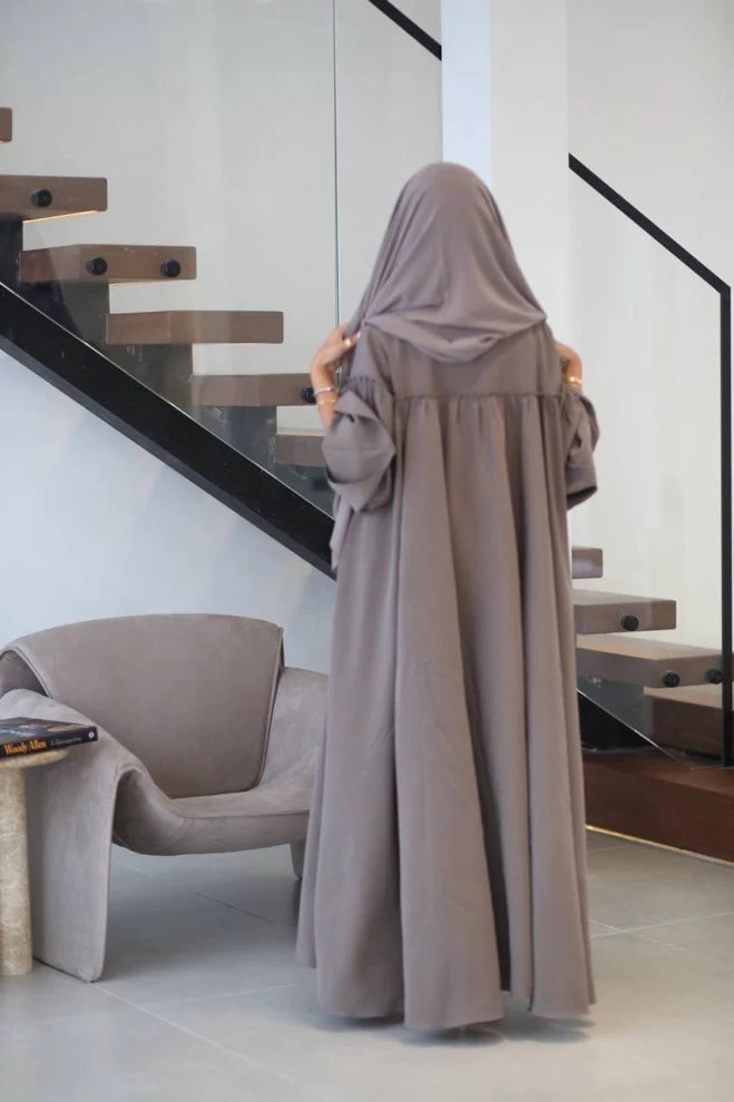 Cobra Crepe Abaya Free Size IB175 Beige (Free size)