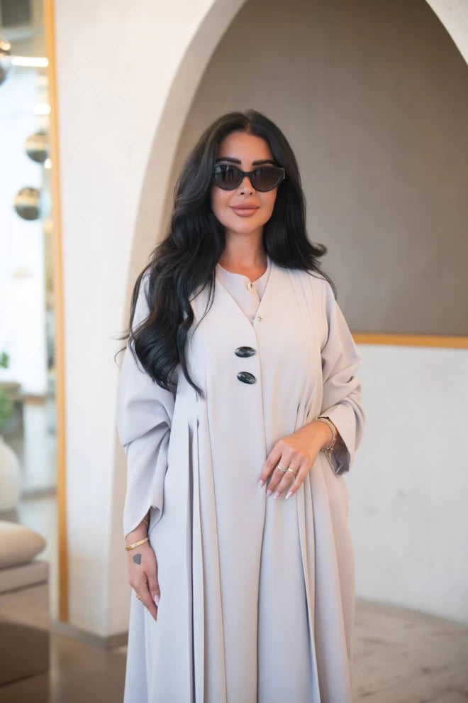 عباية كريب بيج مع طيات C:IB324 بيج 