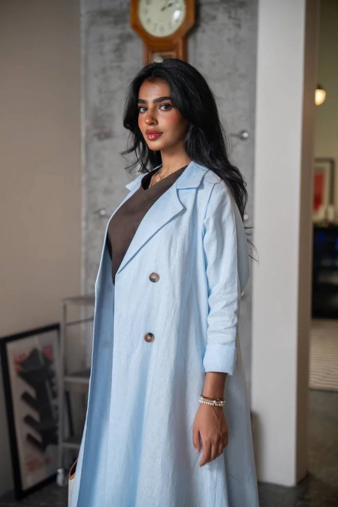 عباية بليزر كتان أزرق سماوي C:IB334 